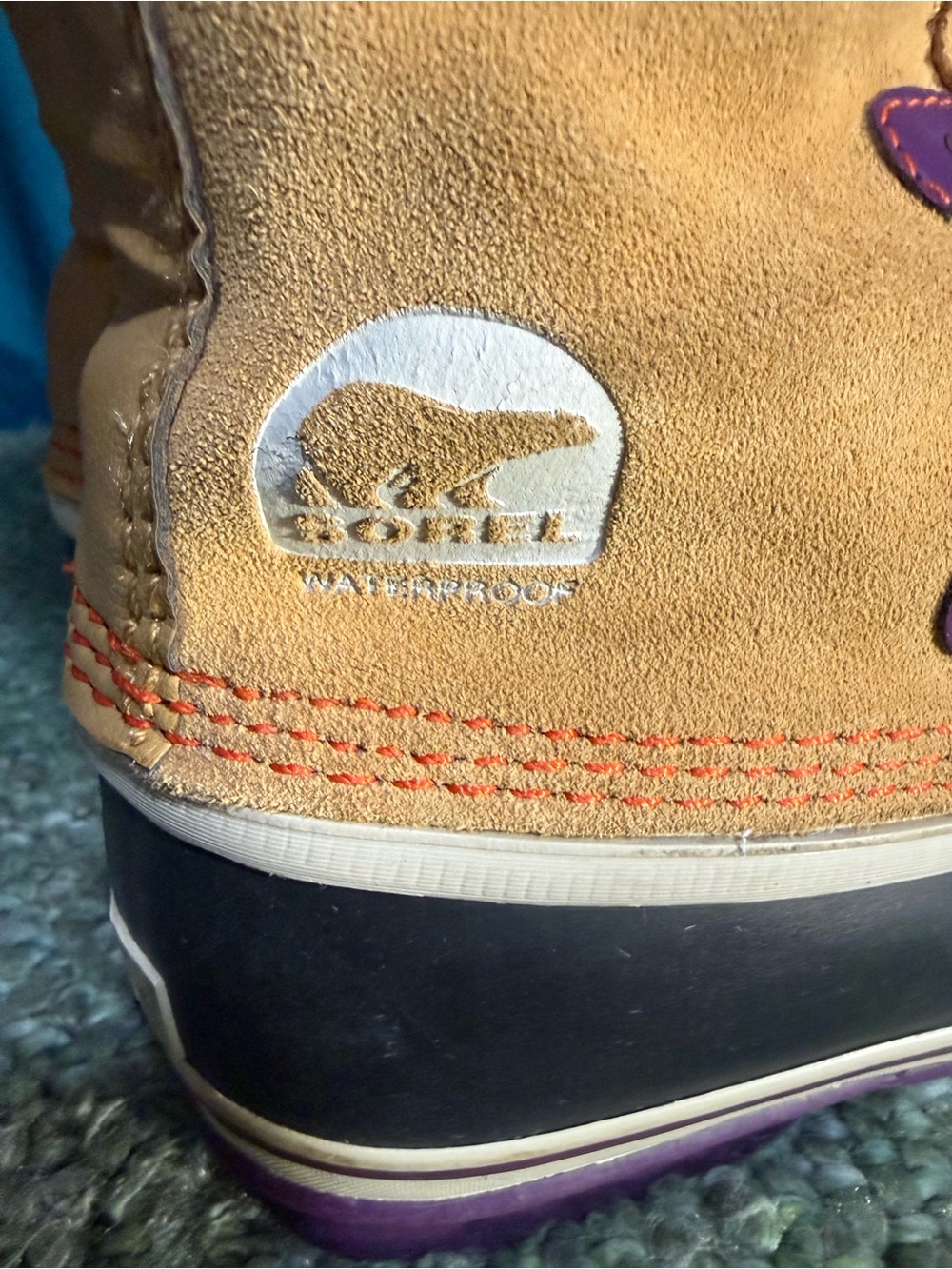 Sorel Women’s Tan and Purple Waterproof Snow Boot